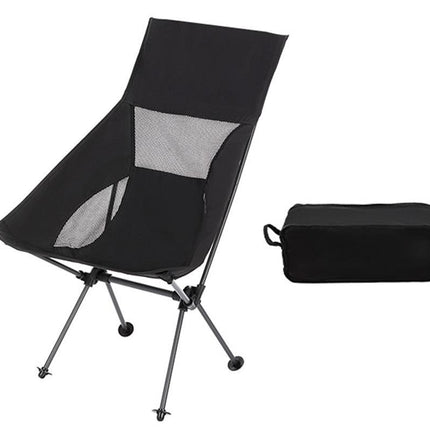 Portable Compact Camping Chair for Outdoor Camp Travel Picnic Lightweight Folding High Back Camping Chair With Head Support -Black