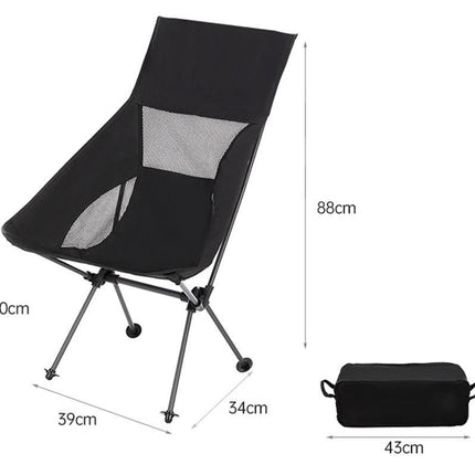 Portable Compact Camping Chair for Outdoor Camp Travel Picnic Lightweight Folding High Back Camping Chair With Head Support -Black