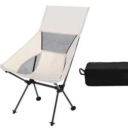 Portable Compact Camping Chair for Outdoor Camp Travel Picnic Lightweight Folding High Back Camping Chair With Head Support -Beige