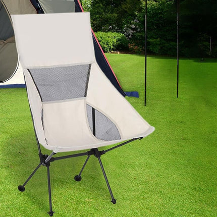 Portable Compact Camping Chair for Outdoor Camp Travel Picnic Lightweight Folding High Back Camping Chair With Head Support -Beige
