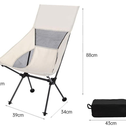 Portable Compact Camping Chair for Outdoor Camp Travel Picnic Lightweight Folding High Back Camping Chair With Head Support -Beige