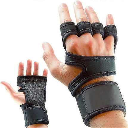 Breathable Full Palm Workout Gloves with Wrist Wrap Support - Durable Microfiber, Anti-Slip Cushion, Perfect for Cross Training, Pull Ups & Gym - L