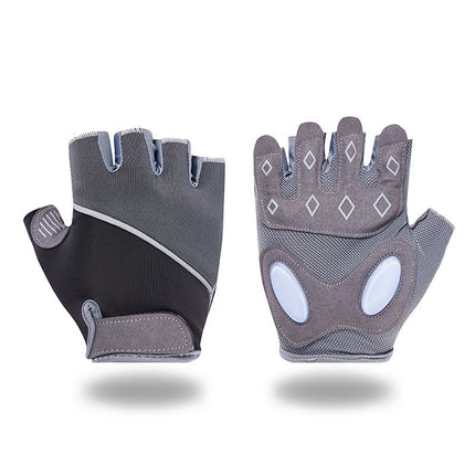 Breathable Fingerless Workout Gloves with Silicone Palm Protection - Anti-Slip Gym Gloves for Men & Women, Ideal for Cycling, Weightlifting & Cross Training - Grey XL