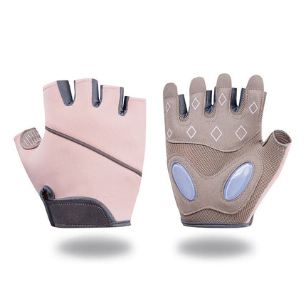 Breathable Fingerless Workout Gloves with Silicone Palm Protection - Anti-Slip Gym Gloves for Men & Women, Ideal for Cycling, Weightlifting & Cross Training - Pink M