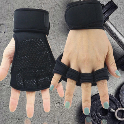 Fingerless Weight Lifting Gloves with Wrist Support – Breathable Gym Gloves for Men & Women, Ideal for Fitness Training, Weightlifting & Cross Workout - Red M