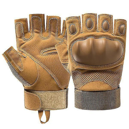 Motorcycle Gloves Fitness Gloves Half-finger Gloves Padded Gloves Gym Gloves - Khaki L
