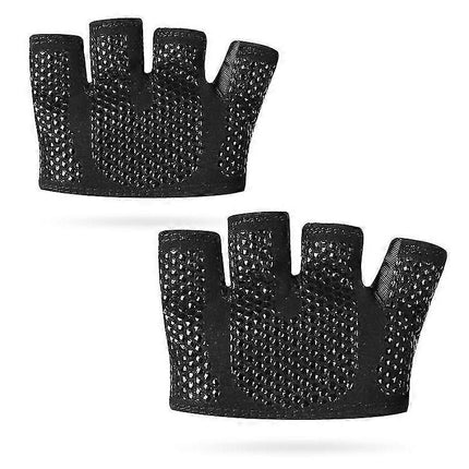 Gym Gloves for Men & Women – Four-Finger Non-Slip Weight Lifting Gloves, Breathable Sweat-Absorbent Fitness Gloves with Silicone Grip for CrossFit, Powerlifting & Training - Black M