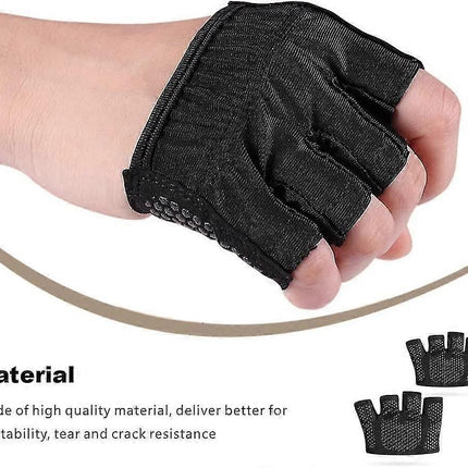 Gym Gloves for Men & Women – Four-Finger Non-Slip Weight Lifting Gloves, Breathable Sweat-Absorbent Fitness Gloves with Silicone Grip for CrossFit, Powerlifting & Training - Black M