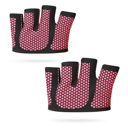 Gym Gloves for Men & Women – Four-Finger Non-Slip Weight Lifting Gloves, Breathable Sweat-Absorbent Fitness Gloves with Silicone Grip for CrossFit, Powerlifting & Training - Pink M