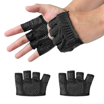 Gym Gloves for Men & Women – Four-Finger Non-Slip Weight Lifting Gloves, Breathable Sweat-Absorbent Fitness Gloves with Silicone Grip for CrossFit, Powerlifting & Training - Pink L