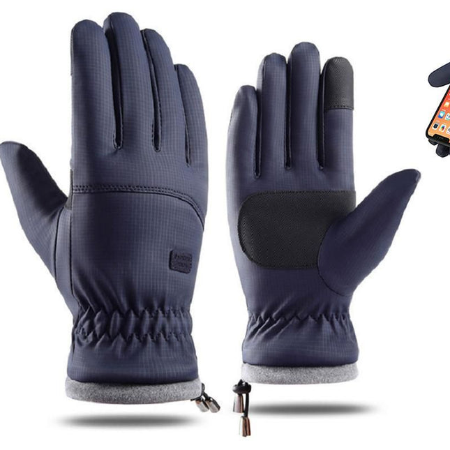 Winter Water Repellent Ski Snow Warm Gloves with Touchscreen Fingers - Blue