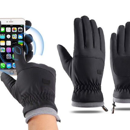 Winter Water Repellent Ski Snow Warm Gloves with Touchscreen Fingers - Black
