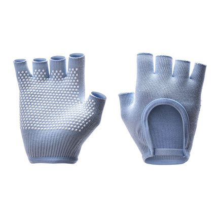 Breathable Half-Finger Pilates Gloves – Non-Slip Gym Gloves for Women, Elastic Cotton Blend Fitness Gloves for Cycling, Dancing & Workout Light Blue