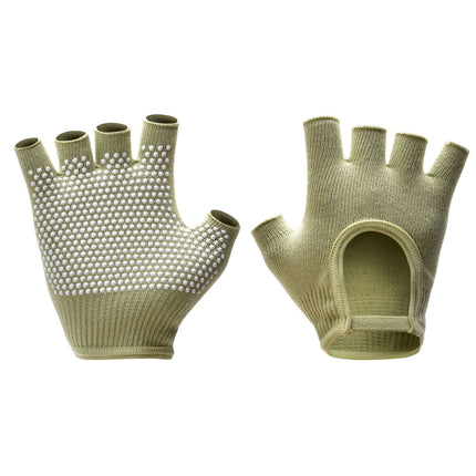 Breathable Half-Finger Pilates Gloves – Non-Slip Gym Gloves for Women, Elastic Cotton Blend Fitness Gloves for Cycling, Dancing & Workout Green