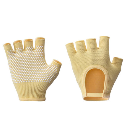 Breathable Half-Finger Pilates Gloves – Non-Slip Gym Gloves for Women, Elastic Cotton Blend Fitness Gloves for Cycling, Dancing & Workout Yellow