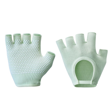 Breathable Half-Finger Pilates Gloves – Non-Slip Gym Gloves for Women, Elastic Cotton Blend Fitness Gloves for Cycling, Dancing & Workout Turquoise