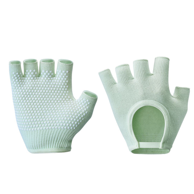 Breathable Half-Finger Pilates Gloves Non-Slip Gym Gloves for Women Elastic Cotton Blend Fitness Gloves for