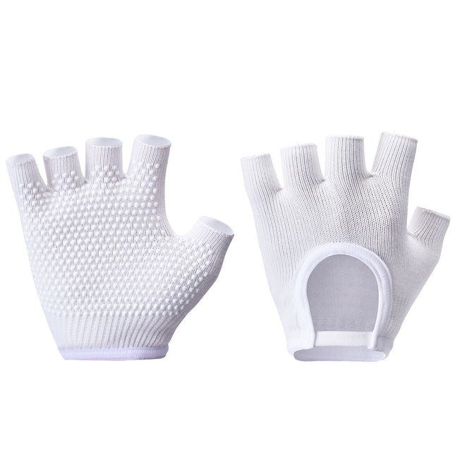 Breathable Half-Finger Pilates Gloves Non-Slip Gym Gloves for Women Elastic Cotton Blend Fitness Gloves for