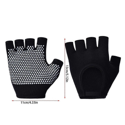 Breathable Half-Finger Pilates Gloves – Non-Slip Gym Gloves for Women, Elastic Cotton Blend Fitness Gloves for Cycling, Dancing & Workout Black