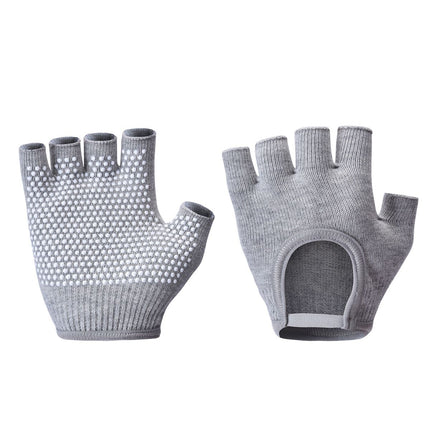 Breathable Half-Finger Pilates Gloves – Non-Slip Gym Gloves for Women, Elastic Cotton Blend Fitness Gloves for Cycling, Dancing & Workout Gray