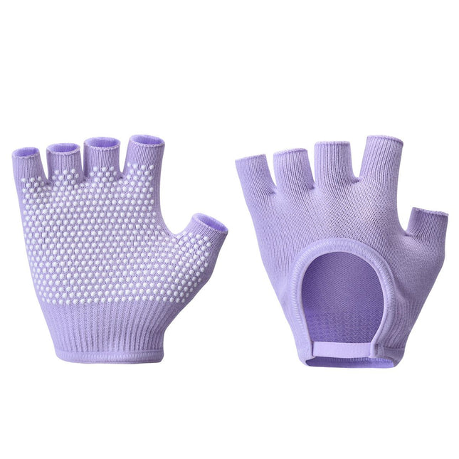 Breathable Half-Finger Pilates Gloves Non-Slip Gym Gloves for Women Elastic Cotton Blend Fitness Gloves for