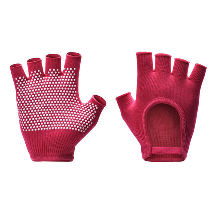 Breathable Half-Finger Pilates Gloves – Non-Slip Gym Gloves for Women, Elastic Cotton Blend Fitness Gloves for Cycling, Dancing & Workout Magenta