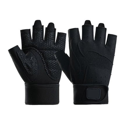 Half-Finger Breathable Workout Gloves – Non-Slip Gym Gloves for Fitness, Cycling, Climbing & Training - Black L