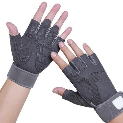 Half-Finger Breathable Workout Gloves – Non-Slip Gym Gloves for Fitness, Cycling, Climbing & Training - Grey XL