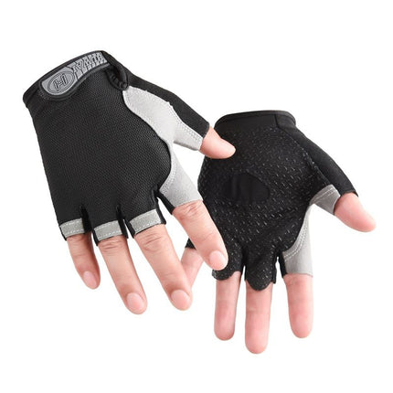 Gym Gloves Half Finger Breathable Anti-Slip Fitness Workout Training Gloves with Palm Padding for Weightlifting Cycling - Black M