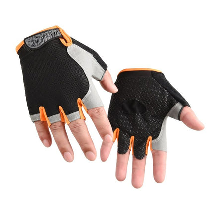 Gym Gloves Half Finger Breathable Anti-Slip Fitness Workout Training Gloves with Palm Padding for Weightlifting Cycling - Orange XL