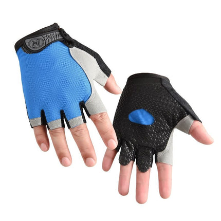 Gym Gloves Half Finger Breathable Anti-Slip Fitness Workout Training Gloves with Palm Padding for Weightlifting Cycling - Dark Blue L