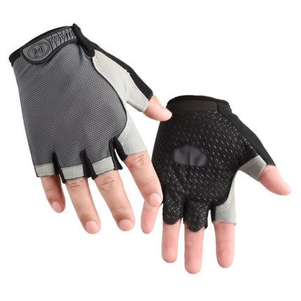 Gym Gloves Half Finger Breathable Anti-Slip Fitness Workout Training Gloves with Palm Padding for Weightlifting Cycling - Gray S