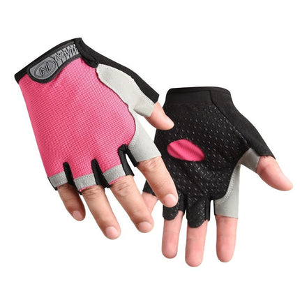 Gym Gloves Half Finger Breathable Anti-Slip Fitness Workout Training Gloves with Palm Padding for Weightlifting Cycling - Pink XL