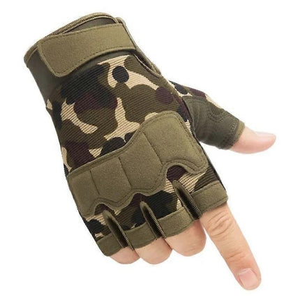 Half Finger Tactical Gloves for Men & Women, Anti-Slip Fingerless Gym Workout Training Gloves for Cycling, Hiking, Climbing and Outdoor Sports - Army Green Camouflage XL