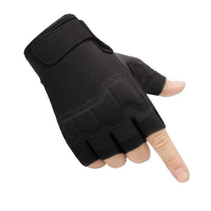 Half Finger Tactical Gloves for Men & Women, Anti-Slip Fingerless Gym Workout Training Gloves for Cycling, Hiking, Climbing and Outdoor Sports - Black L