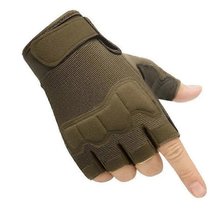 Half Finger Tactical Gloves for Men & Women, Anti-Slip Fingerless Gym Workout Training Gloves for Cycling, Hiking, Climbing and Outdoor Sports - Khaki M