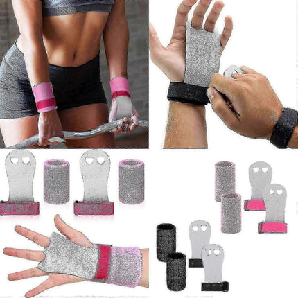 Gymnastics Wrist Grips with Wrist Support Anti-Slip Palm Guards for Training, Weightlifting, Cross Training and Fitness - Pink L