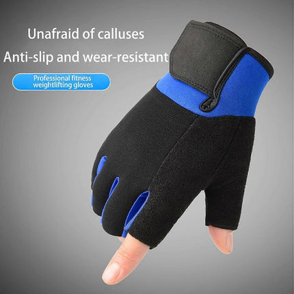 Half Finger Gym Gloves for Men & Women, Anti-Slip Weightlifting Workout Gloves with Padded Palm, Breathable Wrist Support - Red XL