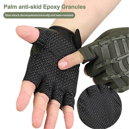 1 Pair Half Finger Fitness Gloves with Wrist Support, Non-Slip Breathable Gym Gloves for Weightlifting Strength Training Workout Sports Army Green Camouflage