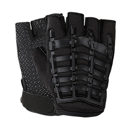 1 Pair Half Finger Fitness Gloves with Wrist Support, Non-Slip Breathable Gym Gloves for Weightlifting Strength Training Workout Sports Black