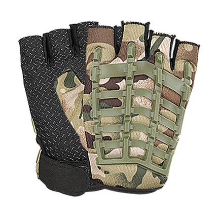 1 Pair Half Finger Fitness Gloves with Wrist Support, Non-Slip Breathable Gym Gloves for Weightlifting Strength Training Workout Sports Camouflage