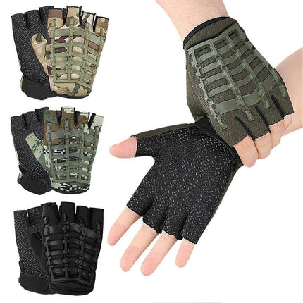 1 Pair Half Finger Fitness Gloves with Wrist Support, Non-Slip Breathable Gym Gloves for Weightlifting Strength Training Workout Sports Camouflage