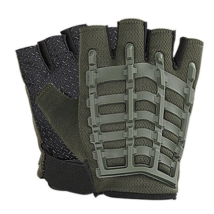 1 Pair Half Finger Fitness Gloves with Wrist Support, Non-Slip Breathable Gym Gloves for Weightlifting Strength Training Workout Sports Army Green