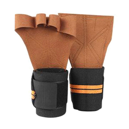 Gym Gloves Weightliftings Workout Exercise Gloves with Wrist Support for Women Man NonSlip Palm Fingerless Grip Gloves - Brown M