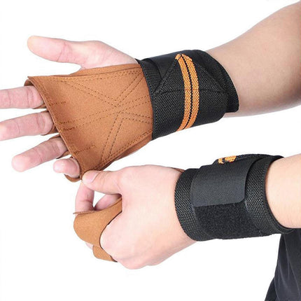 Gym Gloves Weightliftings Workout Exercise Gloves with Wrist Support for Women Man NonSlip Palm Fingerless Grip Gloves - Brown L