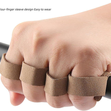 Leather Gym Gloves for Weightlifting with Nonslip Ergonomic Grip and Four Finger Protection Brown Right