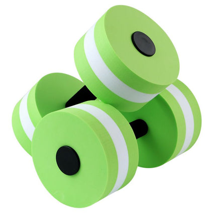 2PCS EVA Water Dumbbells Aquatic Exercise Barbells for Water Aerobics Pool Fitness Resistance Training - Green