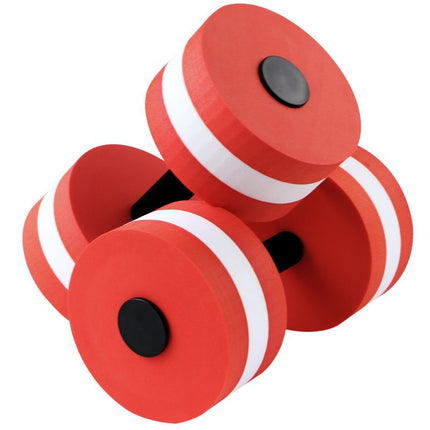 2PCS EVA Water Dumbbells Aquatic Exercise Barbells for Water Aerobics Pool Fitness Resistance Training - Red