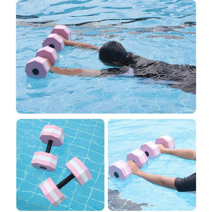 Aquatic Dumbells,1 Pair Water Aerobic Exercise Foam-Dumbbell Pool Resistance,Water Aqua Fitness-Barbells Hand Bar Gift Pink