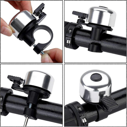 Mini Bicycle Bell Loud Clear Ring Bike Handlebar Bell for Road Mountain MTB City Bike Accessories(Silver)
